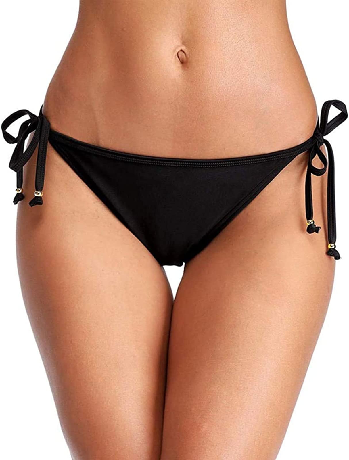 CharmLeaks Women Medium Waisted Swim Briefs Solid Bikini Bottoms Swimwear Bottom