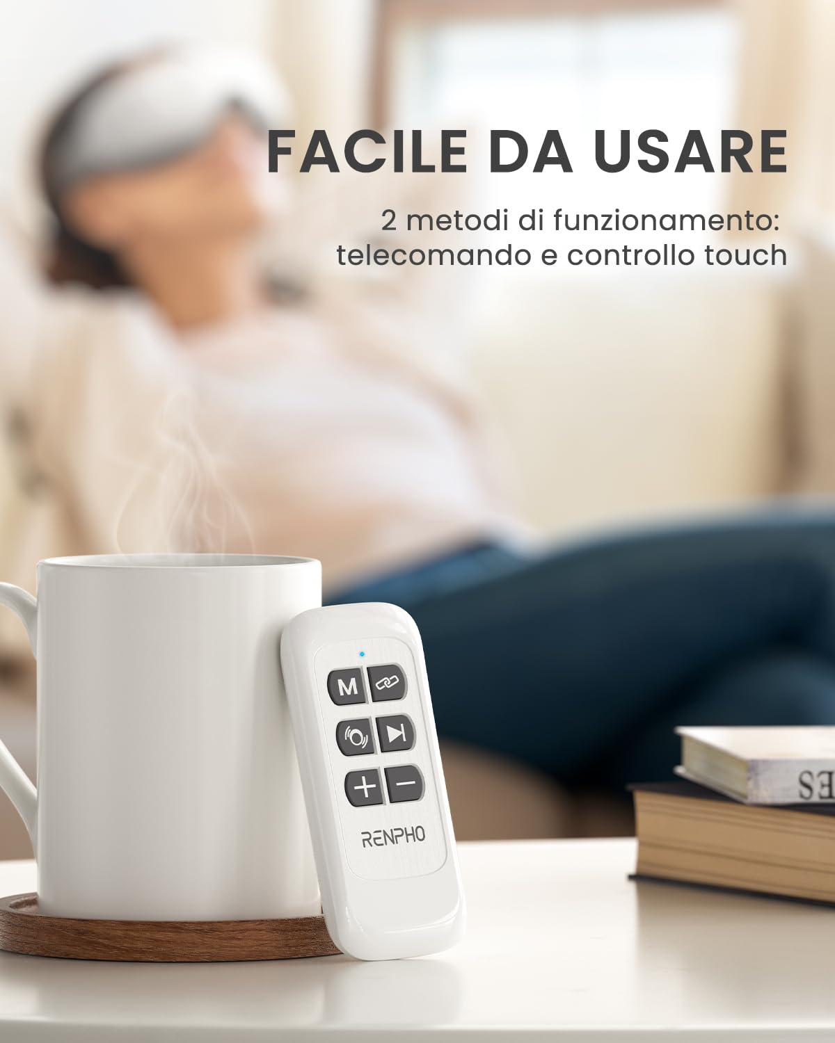 RENPHO Eyeris 1 - Massaggiatore per gli occhi con calore e telecomando, Maschera occhi con musica Bluetooth per l'emicrania, Relax e affaticamentoa, Regali per donne e uomini