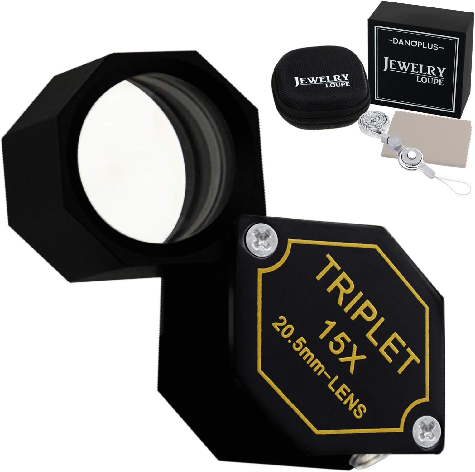 15x Magnifier Jewelry Loupe 20.5mm Triplet Lens Optical Glass Pocket Gem Magn...