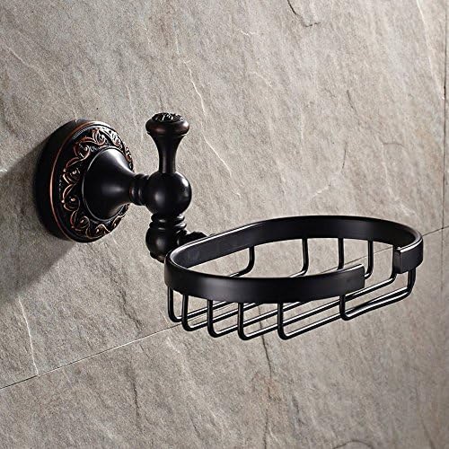 Miniatura 3 de Soporte para jabonera de baño de latón macizo de estilo vintage, accesorios de baño, cesta de jabón de latón antiguo y bronce aceitado (negro