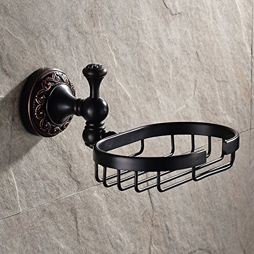 7Trees Vintage Style Solid Brass Wall Mounted Bath Shower Soap Dish Holder Bathroom Accessories Soap Basket Antique Brass And Oil Rubbed Bronze Soap Shelf (Black Antique) #TOP2
