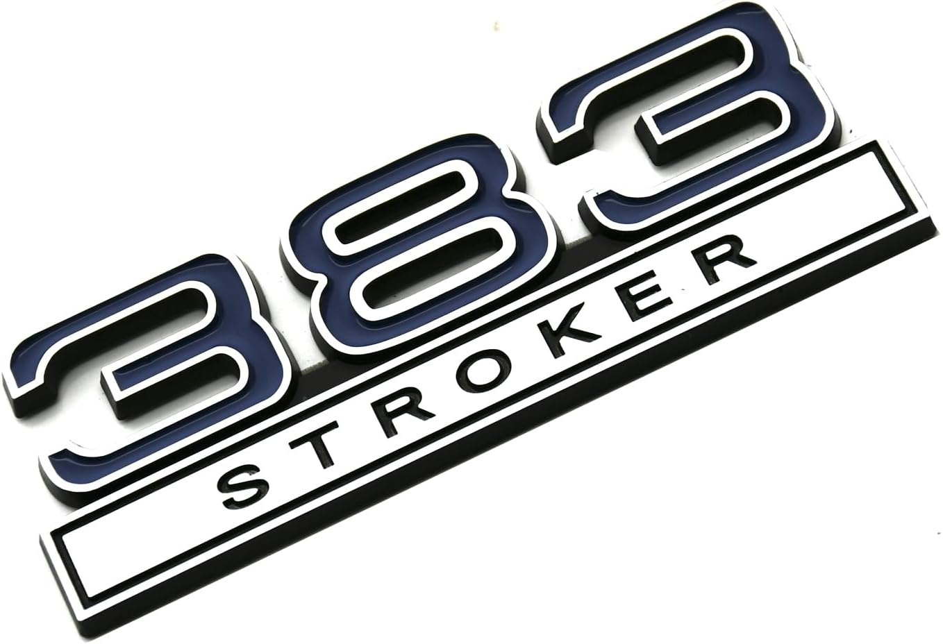 2pcs 383 Stroker 6.2 Liter Engine Emblems Badge 3D Decals Stickers Cars Trucks (Chrome Blue)