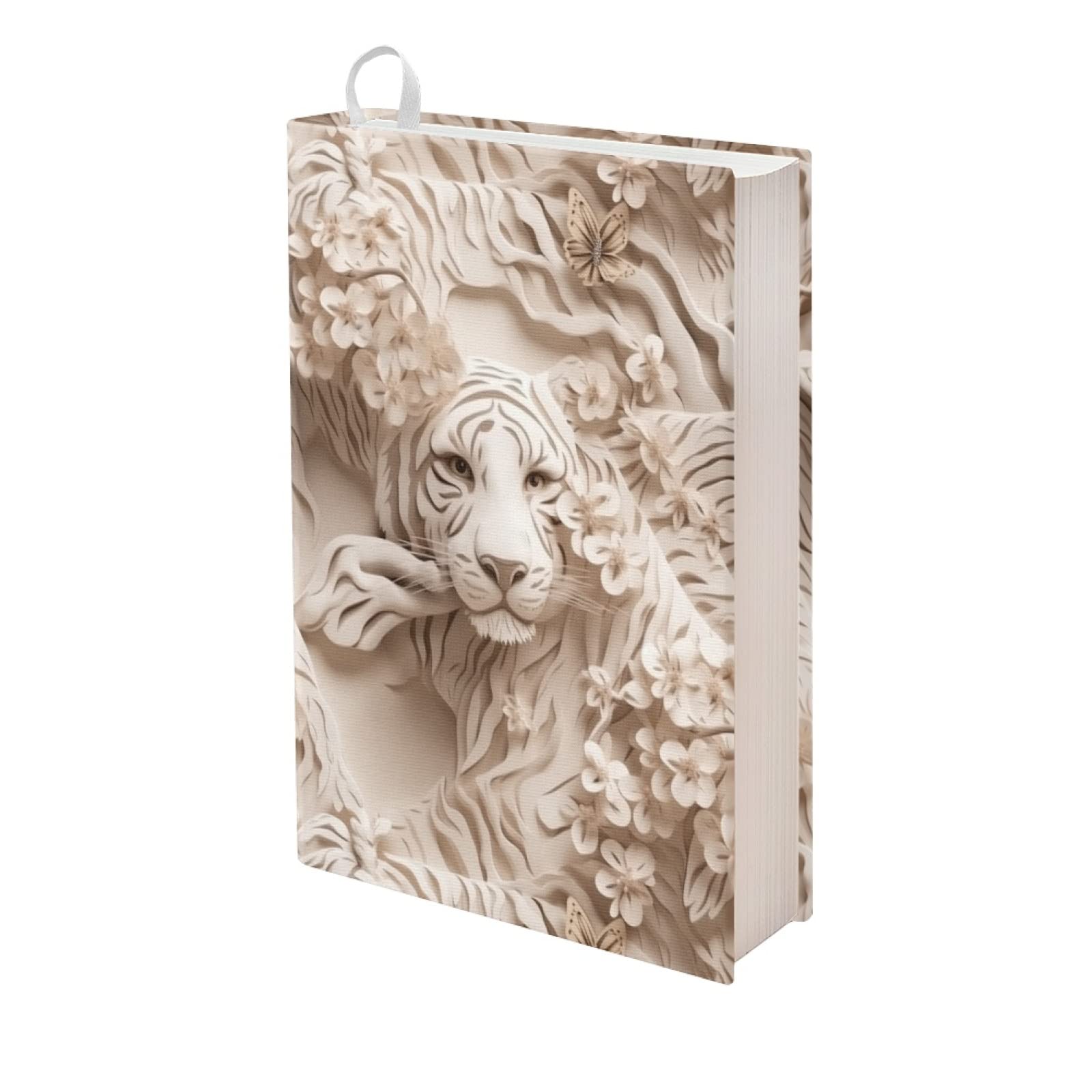 Kuiaobaty Paper Carving Tiger Book Sleeve Stretchable Daily Diary Cover, Chinese Art Tigers Floral Notebook Book Protector Cloth