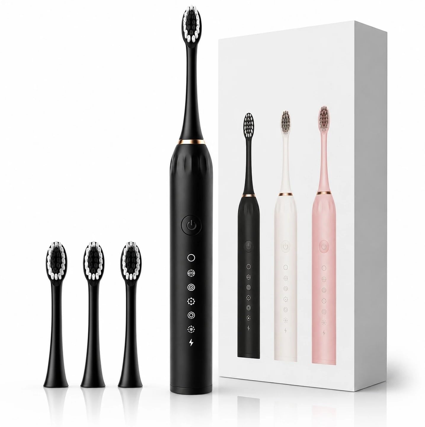 sonic electric toothbrush for adults & kids | 5 cleaning modes | 34000 strokes/min | usb rechargeable | 4 brush heads | waterproof ipx7 | deep cleaning electric tooth brush (multicolor)
