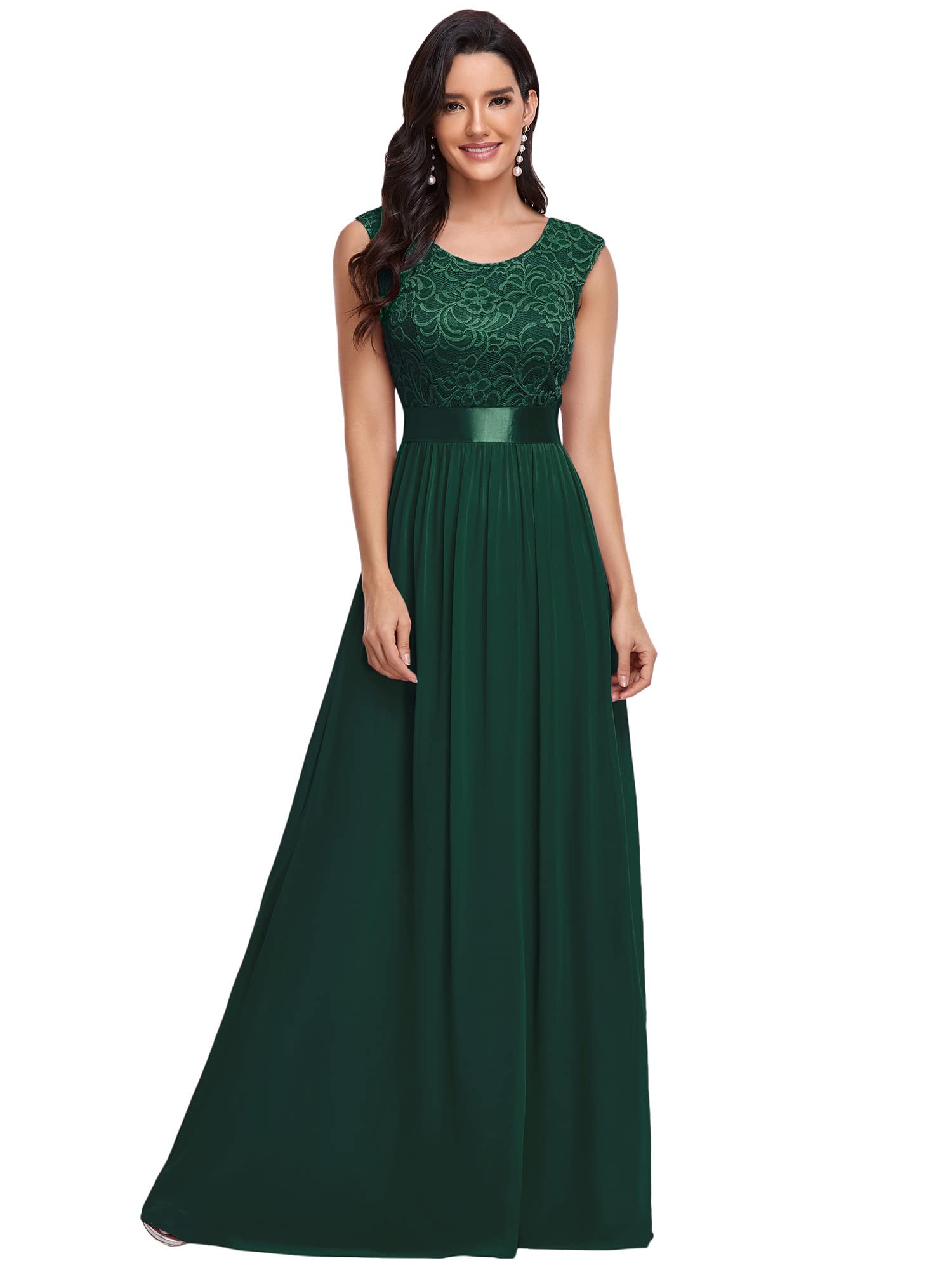 Ever-Pretty Dentelle Robe de Soirée Longue Femme Taille Empire en Mousseline Demoiselle d'honneur Élégante 00646