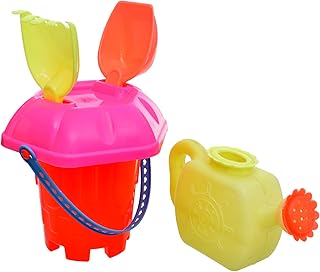 دلو شاطئ بلاستيكي عالي الجودة مع رشاش مياه وأدوات رمل متنوعة متعدد الأشكال والألوان للأطفال لأوقات لا تنتهي من المتعة - متعدد الألوان