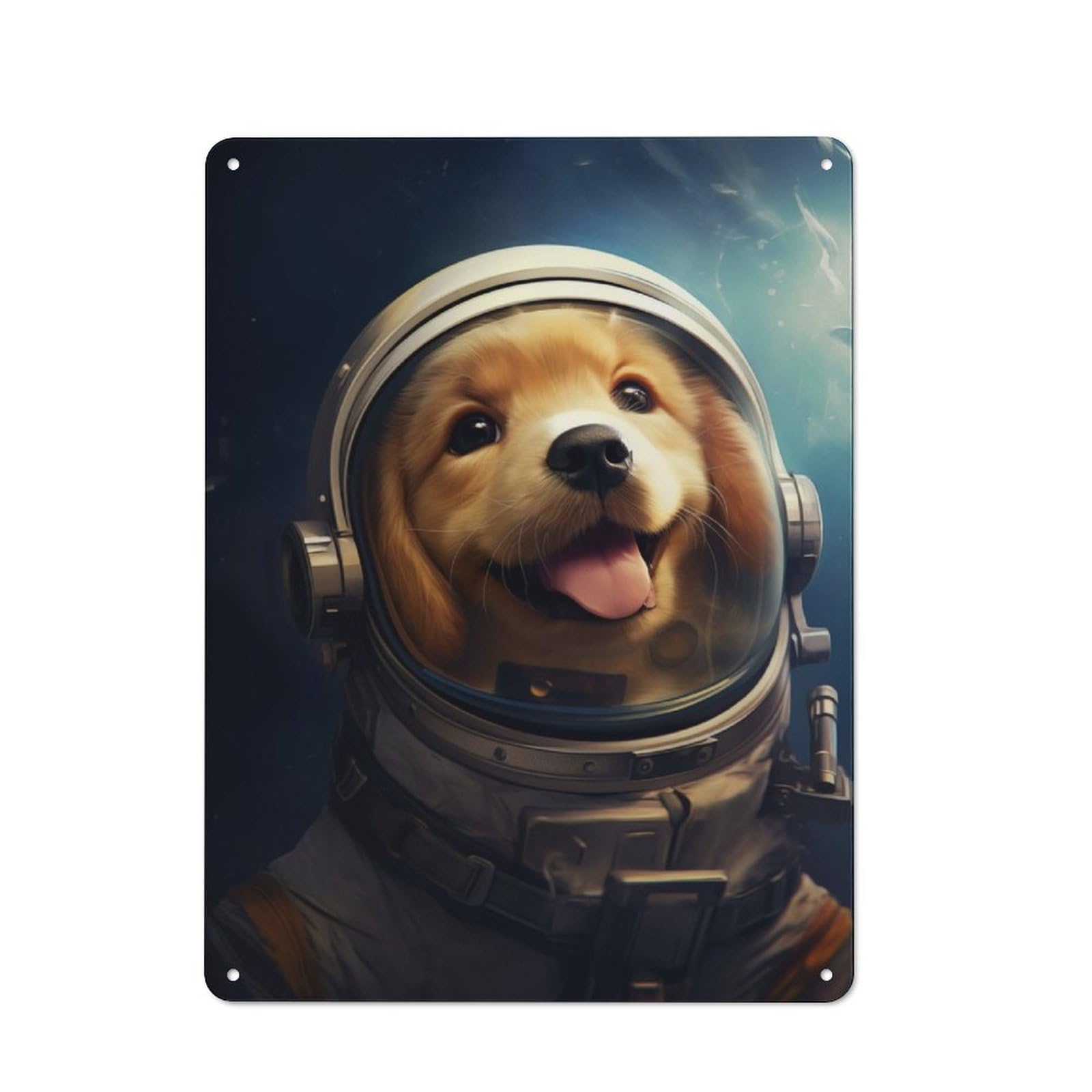 Junmoney Puppy Astronaut Retro Tin Sign 40X30cm For Bar Or Restaurant, For Collectors Of Retro Metal Wall Decor