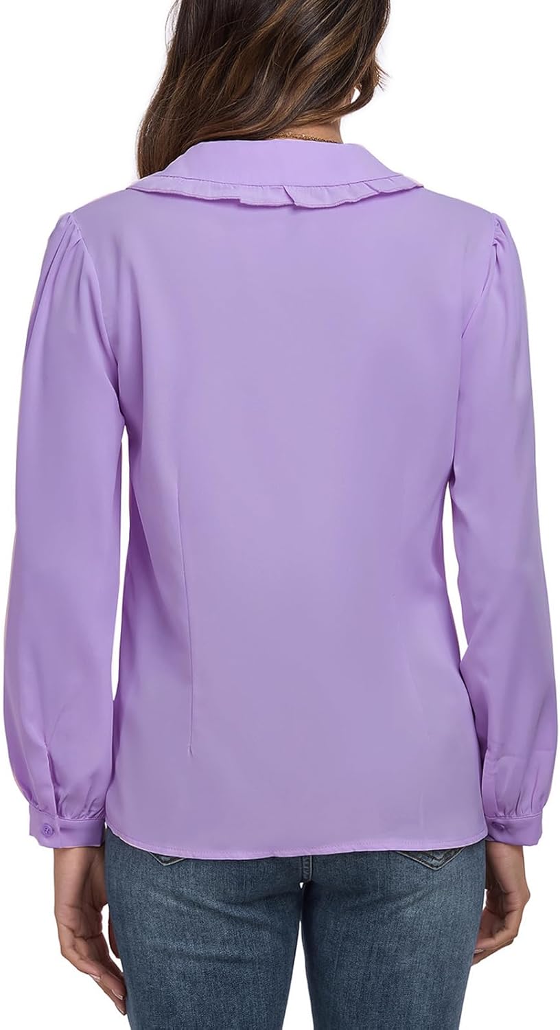 MINTLIMIT Women's Peter Pan Collar Shirt Long Sleeve Vintage Blouses Casual Work Button Down Shirts - Image 6