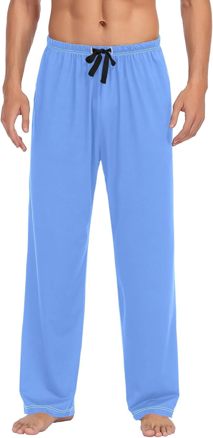 Cornflower Blue Men's Pajama Pants,Lounge Pants Pajama Bottoms with Pockets Drawstring,Men Sleep PJ Pants S