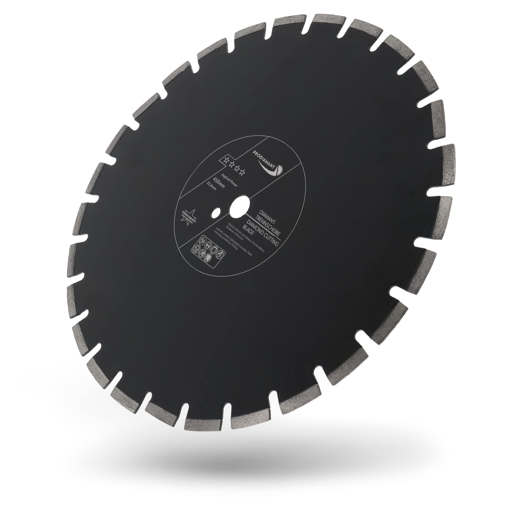 PRODIAMANT Disco de diamante abrasivo de 450 mm x 25,4 mm para carreteras, asfalto, solera, hormigón ligero, hormigón fresco, arenisca y arcilla refractaria