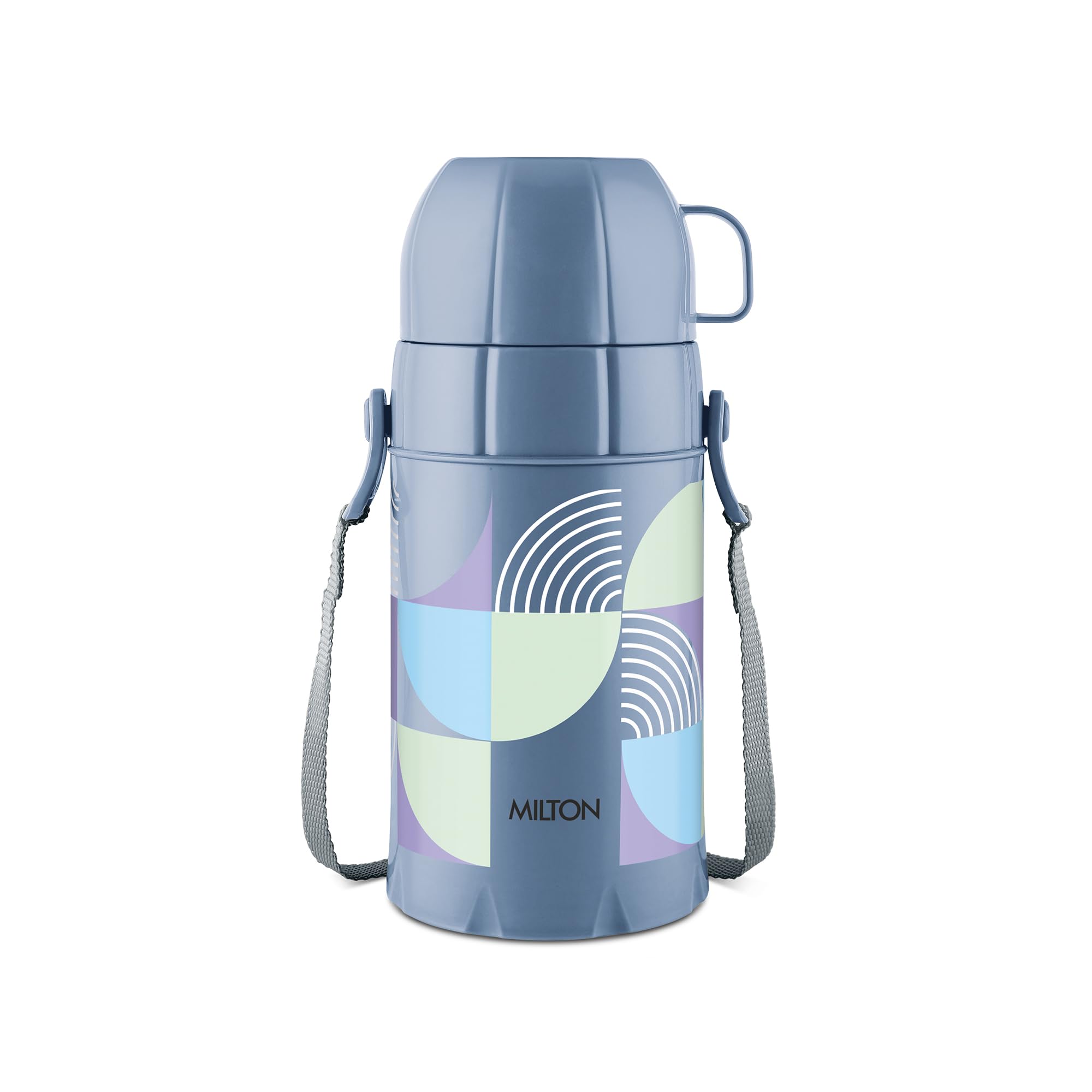 Milton Eiffel 500 Vacuum Insulated Thermos Flask with Strap to Carry, 480 ml, Long Hours Hot & Cold Water Bottle for Office, Hiking, Trekking, Travel, Warm Grey