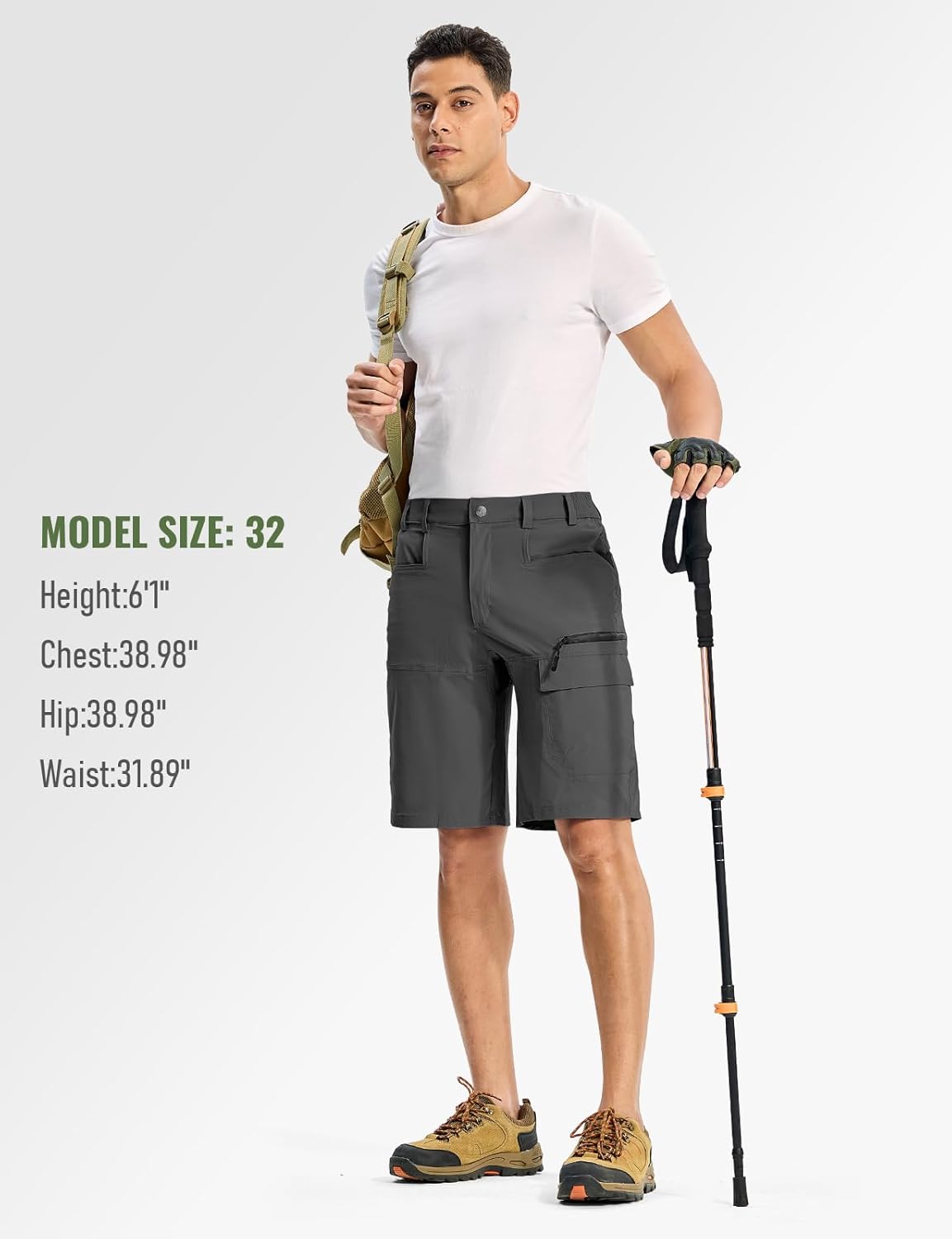 Rdruko Men's Hiking Shorts 9" Quick Dry Lightweight Water Resistant Work Outdoor Shorts with 5 Pockets