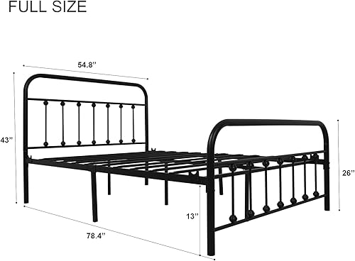 Miniatura 2 de Marco Urodecor 9013 de cama, de metal, con cabecera y base de colchón Negro -,Marrón (Rustic Brown),Blanco
