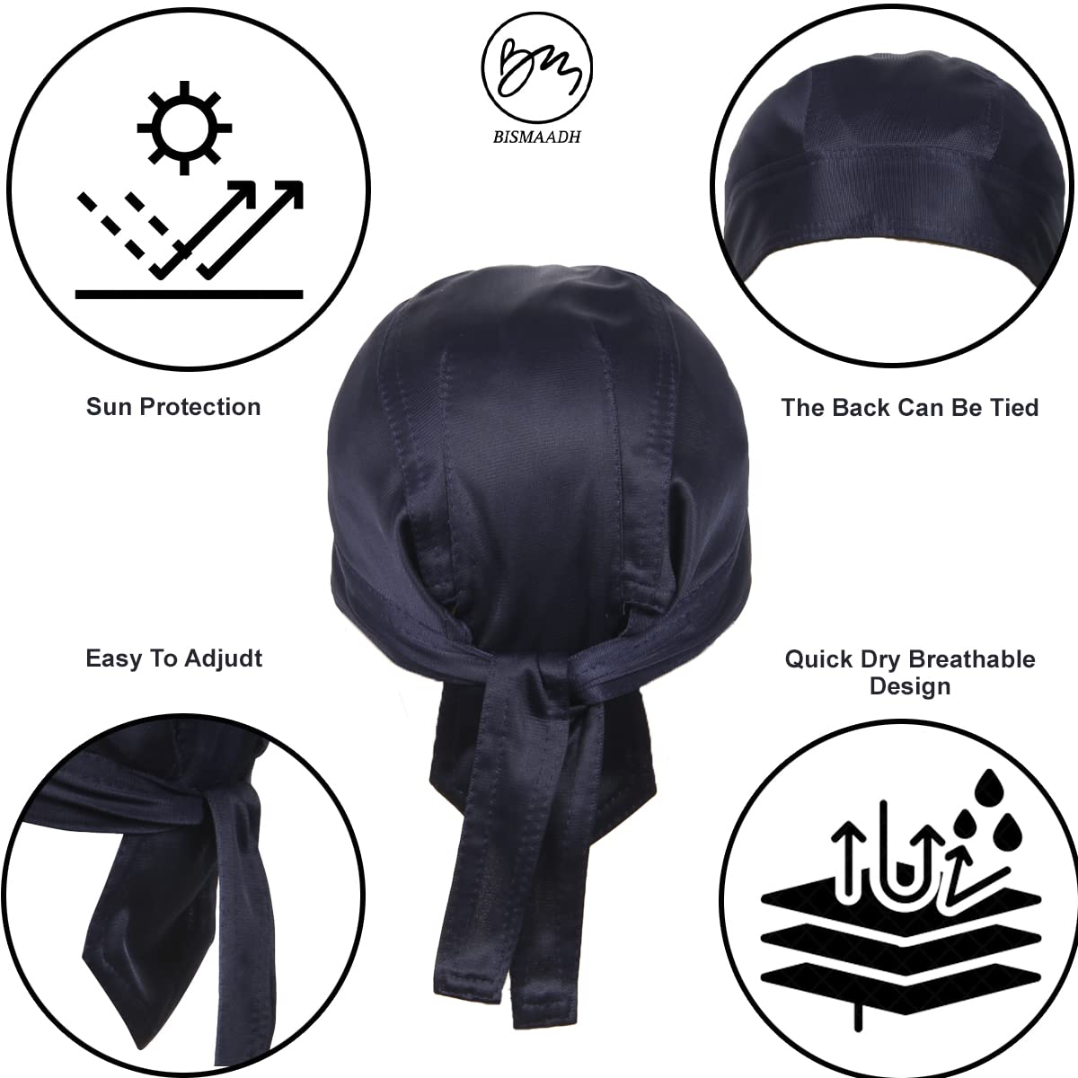 BISMAADH Adjustable Working Tie Back Scrub Caps Head Wrap Men and Women