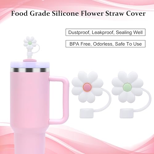 Miniatura 3 de Raymall 6 fundas de silicona para popote Stanley Cup H2.01.0 de 30 oz40 onzas, tapón de paja reutilizable a prueba de polvo para popote de 0.394 in,