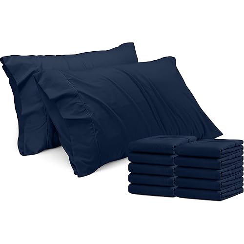 Utopia Bedding King Pillow Cases - 12 Pack - Envelope Closure - Soft Brushed Microfiber Fabric - Shrinkage and Fade Resistant Pillow Covers King Size 20 X 40 Inches (King, Navy)