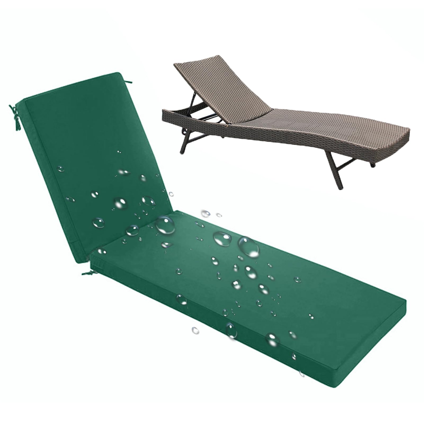 Cojín de exterior impermeable 190x60 colchoneta lavable para sofá de jardín y tumbonas antideslizante