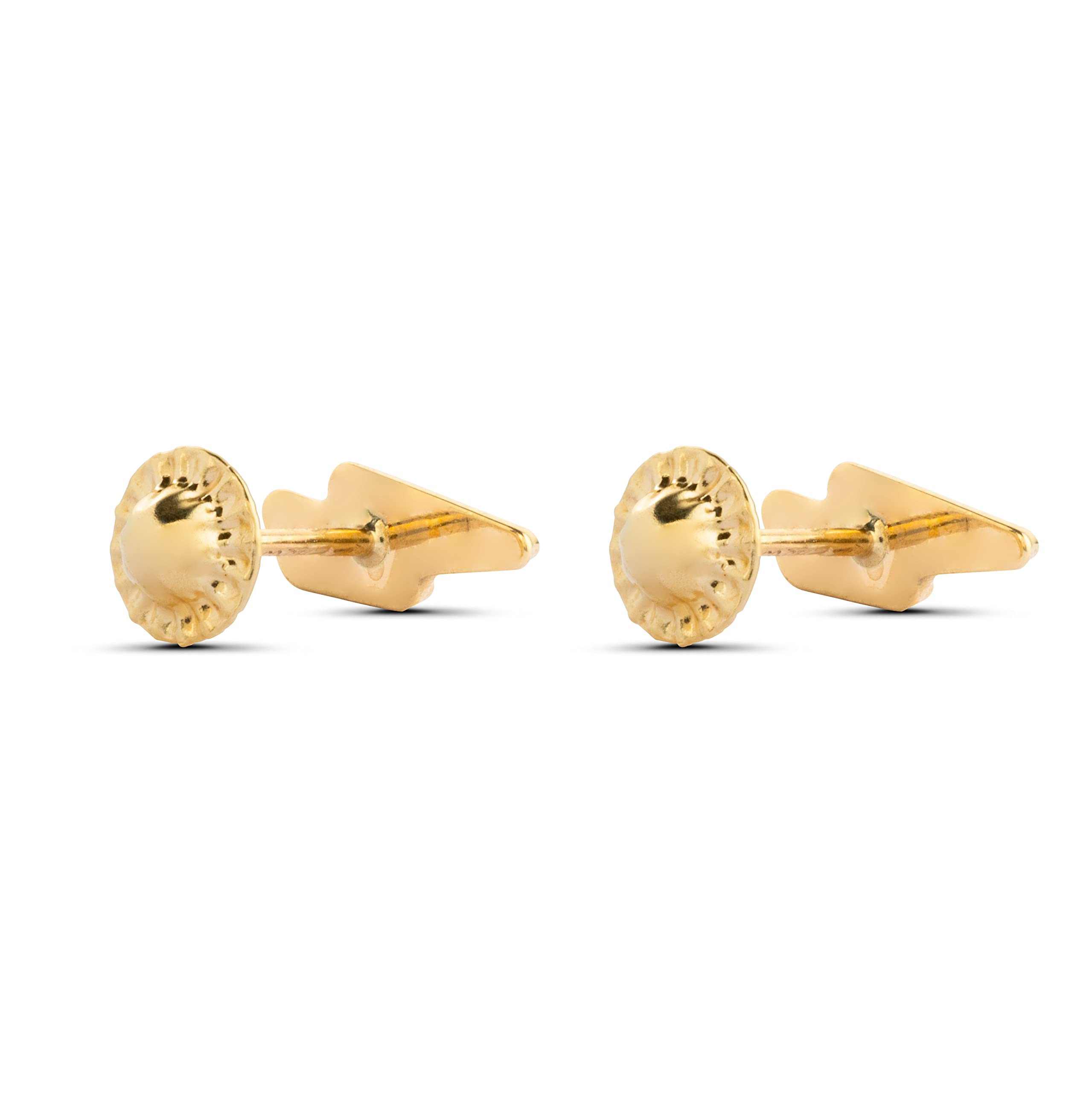 Pendientes bebé niña mujer oro - 9K, rayo oro amarillo, 3mm, preparado con estuche regalo, cierre de rosca, fabricados en España. Modelo Ray de la marca Smalliful.
