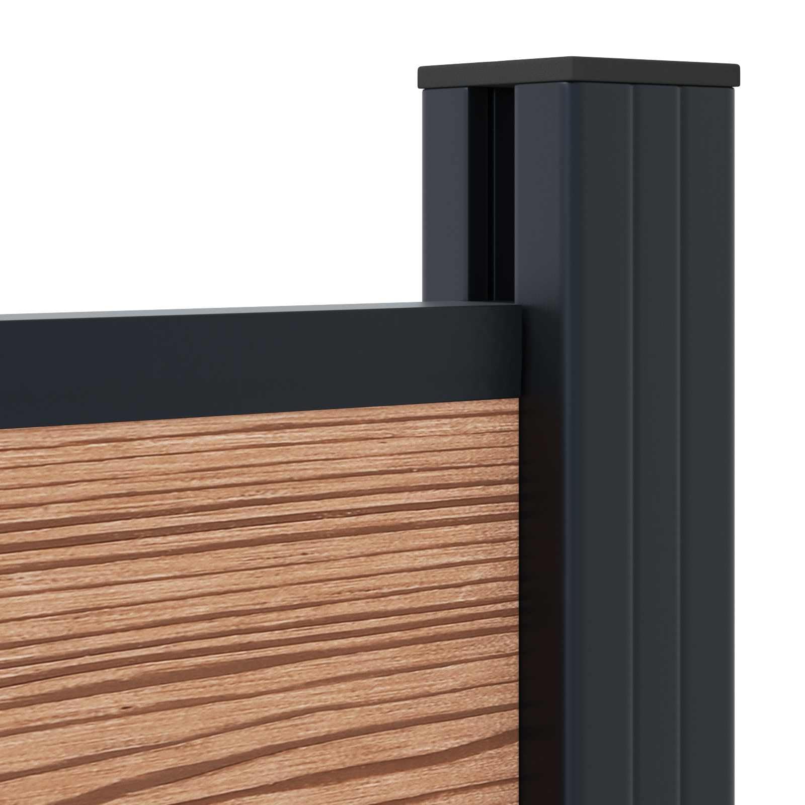 Panneau de clôture WPC et aluminium marron 180x105 cm, kit avec 2 poteaux, fixation rigide, barrière modulable pour jardin terrasse extérieur