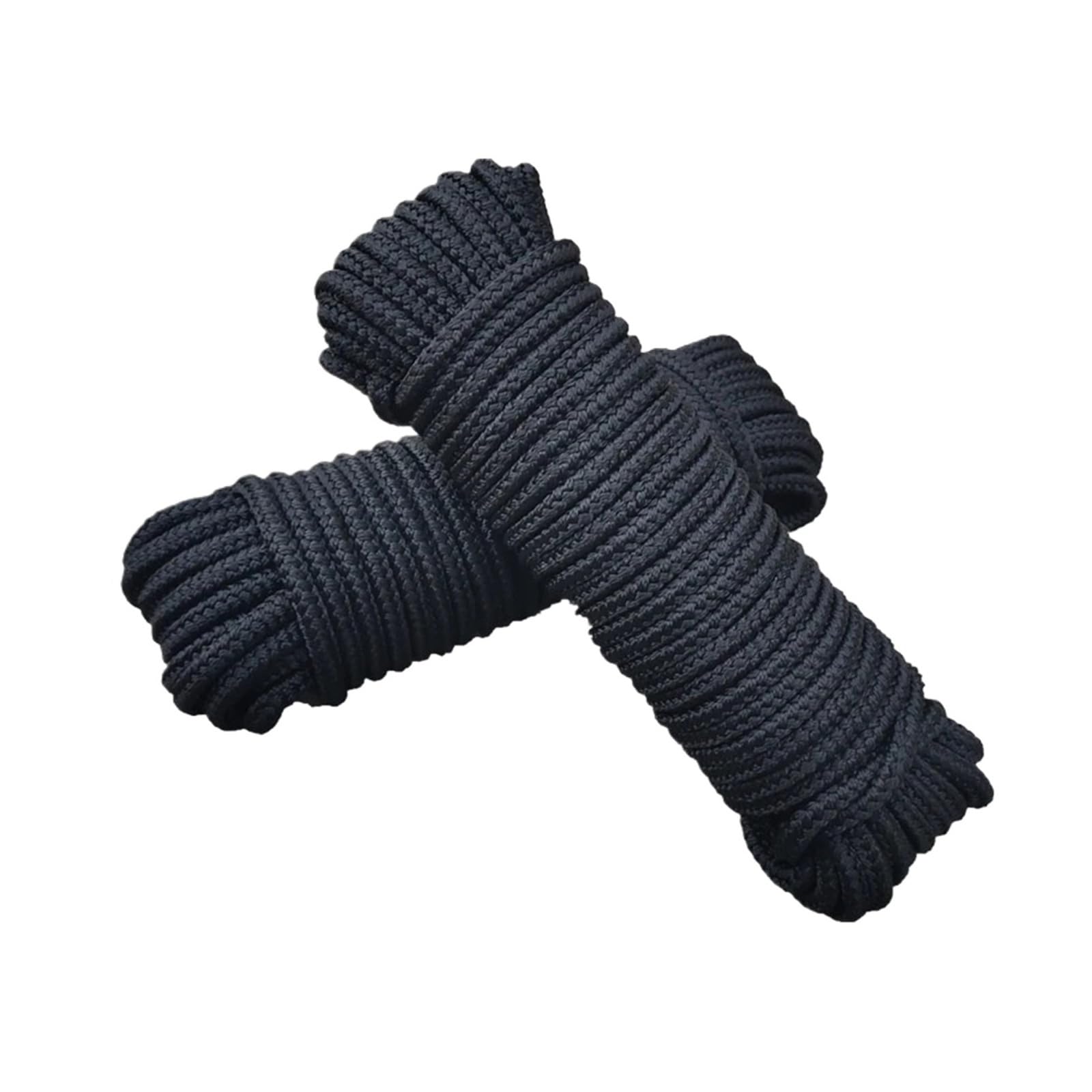 1 Stück schwarzes geflochtenes Nylonseil, Bindeschnur, verschleißfest, Zeltzug, 12 Stränge, 3/4/5 mm, 6, 8, 10(5mmx30m)