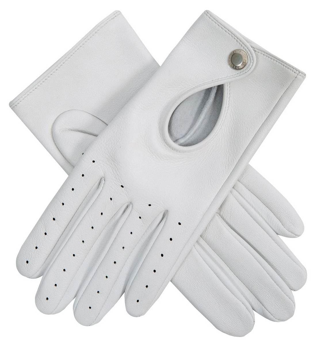 Dents Women's Cream Thruxton Leather Driving Gloves - Pearl - Medium
