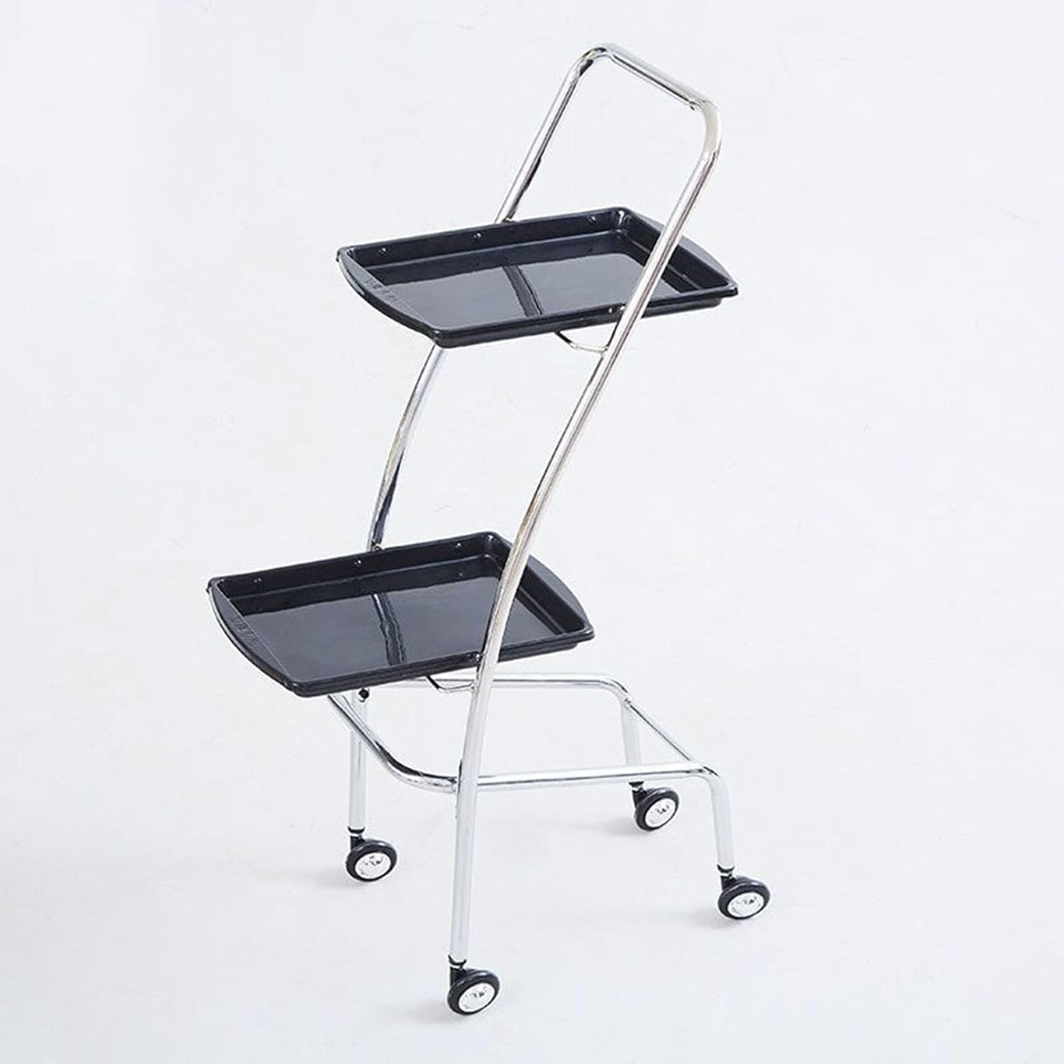 VUIKLCty Folding Salon Trolley Metal Salon Cart Instrument Tray Trolley Cart With Casters Salon Rolling Cart For Barber Storage Cart(Silver)