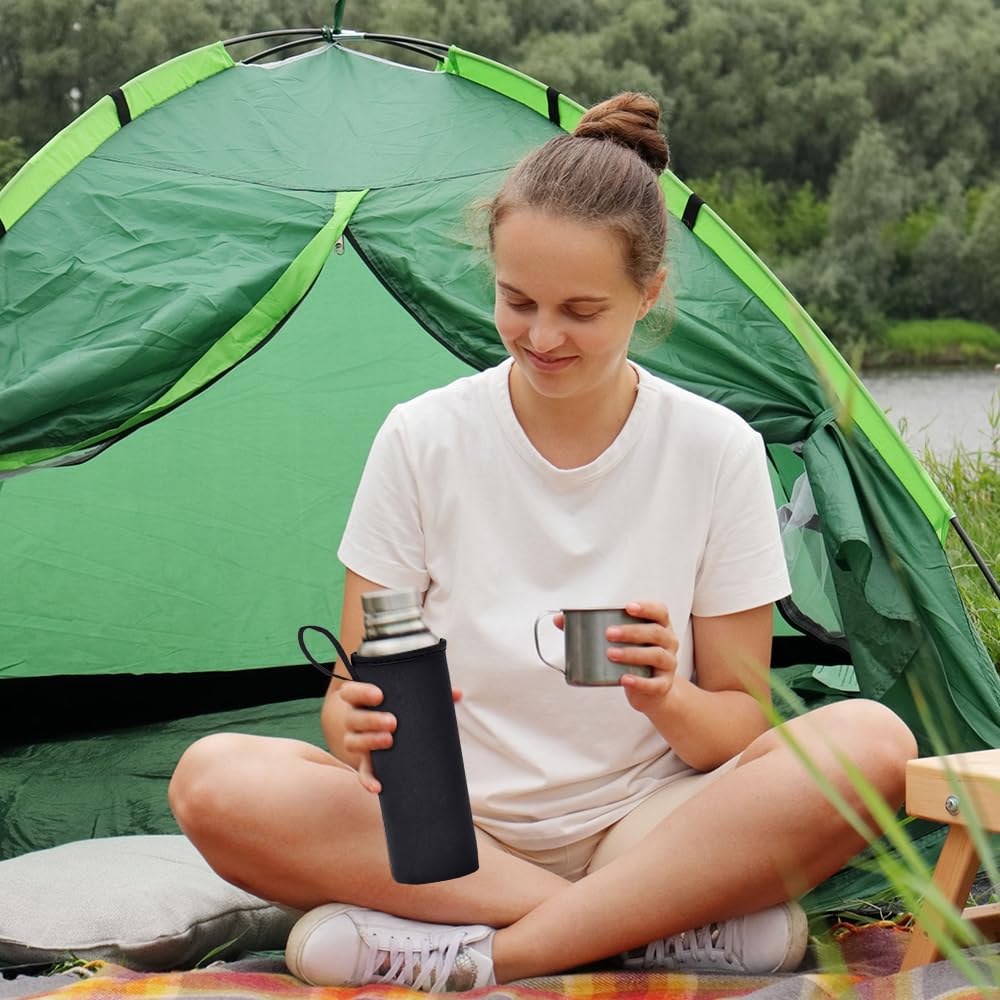 BNGXR 2 Custodie Isolanti In Neoprene Per Bottiglie, 550 Ml, Manicotto Termico Per Acqua, Ideale Per Campeggio E Outdoor, Colori Nero E Grigio