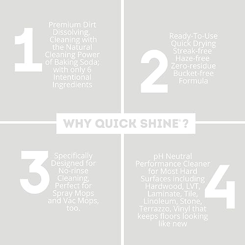 Quick Shine Multi Surface Floor Cleaner 64oz, Ready to Use-Streak Free-No Rinse, Use on Hardwood, Laminate, Luxury Vinyl Plank & Stone, Use in Spray Mops & Vac Mops, Safer Choice Cleaner(27 Fl Oz (Pack of 6),6)