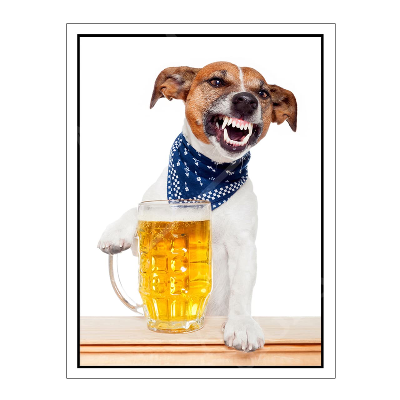 Metal Sign Plaque Print Poster Retro Jack Russell with Pint Gift Dad Man Cave Shed Home Bar Garage Ref12837 (10x8 inches (Approx) 25cmx20cm)