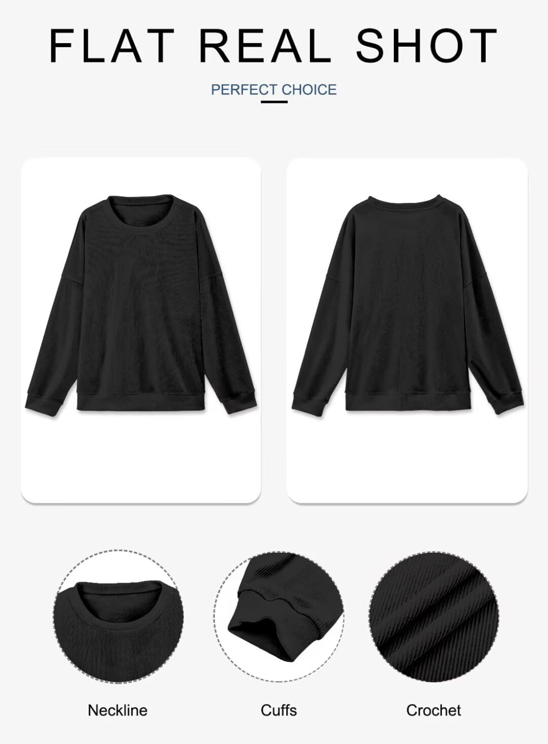 KISSMODA Women's Casual Long Sleeve Sweatshirt Color Block/Solid Crewneck Corduroy Pullover Cute Tops - Image 5