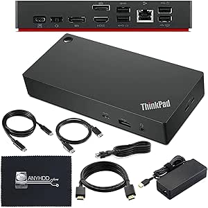 Lenovo ThinkPad Docking Station Dual Monitor Supports 4K Display with 90W Adapter (Renewed)