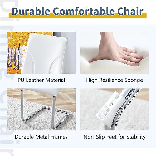 Miniatura 5 de FURNITO Juego de mesa de comedor de cristal para 6, mesa de cocina moderna y sillas para mesa de comedor de vidrio de 6.71 pulgadas con 6 sillas de