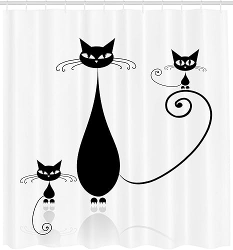 Miniatura 45 de Ambesonne Cortina de ducha de Navidad, estilo retro, palabras de deseos de Navidad con forma de árbol con adornos, juego de decoración de baño de