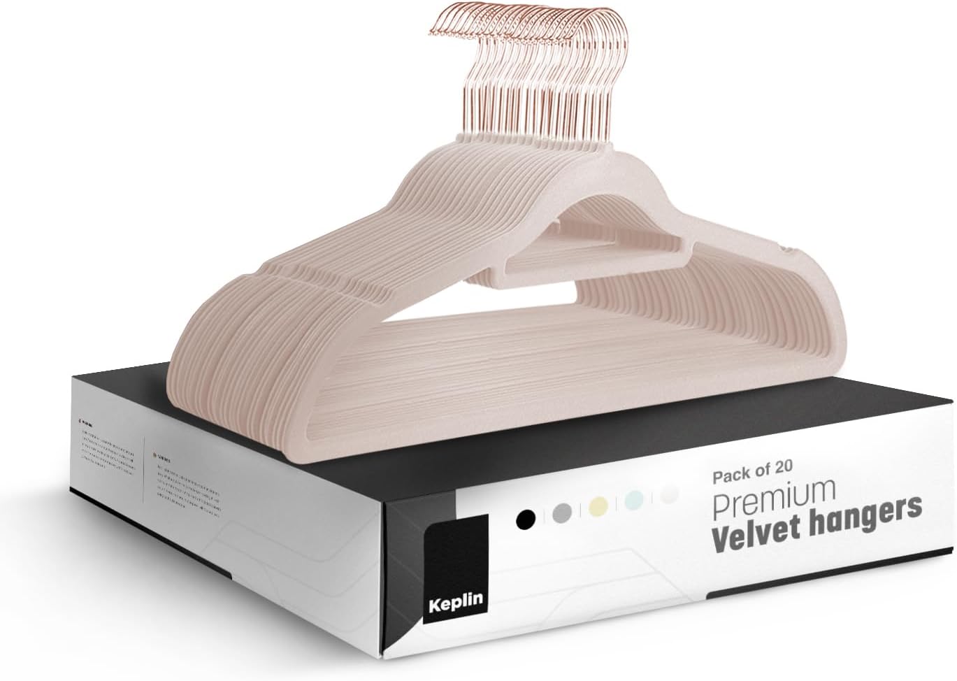 KEPLIN Velvet Hangers 20 Pack - Non-Slip Clothes Hangers with Tie Bar & 360° Hook - Durable & Sturdy, Space-Saving Wardrobe Organisers for Suits, Jackets & Clothes- Home Storage Solution (Blush Pink)