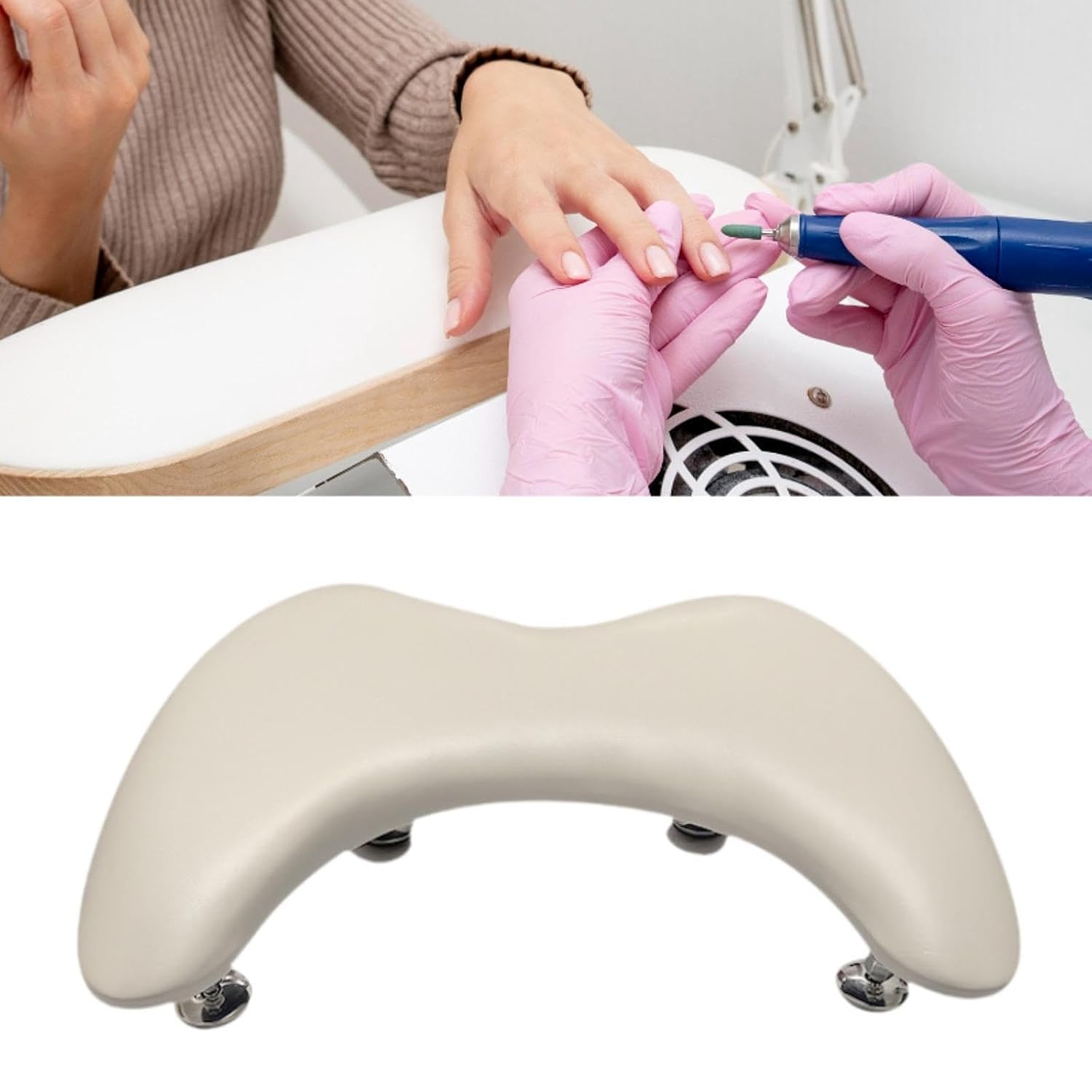 U Shape Arm Rest Detachable Rest Cushion Manicure Armrest for Women Nails Supplies, Milk coffee color