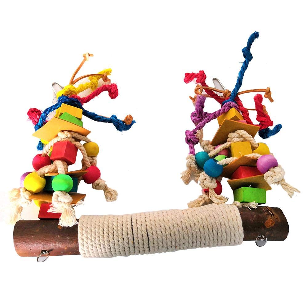Liudan Pet Bird Parrot Kau Spielzeug Bird Barch Leder Bunte Holz Baustein Baumwolle Seil Große Conure Swing for Haustier Vögel