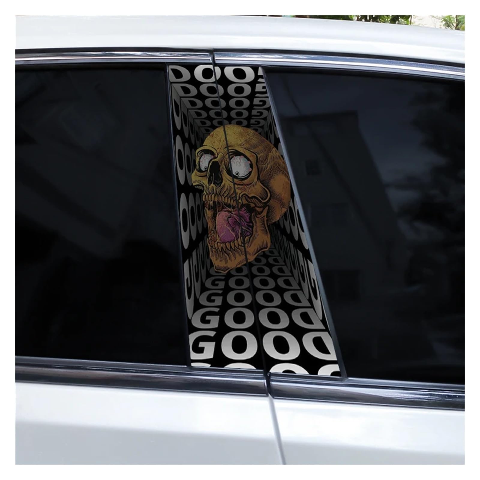 Car Side Decals 2pcs Funny Humorous Creative Car B-Pillar Stickers Cover Scratches Door Pillar Waterproof DIY Personalized Decal(Style J)