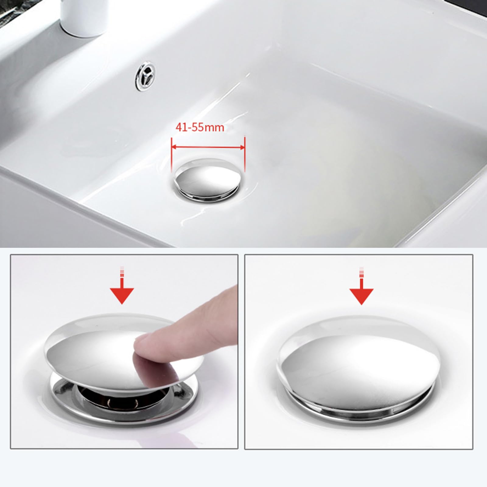 Valvula Desague Lavabo Click Clack,Blanco,Valvula Click Clack Lavabo,Valvula Lavabo Con Rebosadero,Rebote,Cobre Completo,Desagüe De Lavabo,Blanco B