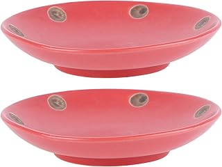 Happyyami Bandeja de vaso de cerâmica com 2 peças, bandeja redonda para vaso de flores, bandeja redonda para plantas suculentas, bandeja redonda de cerâmica, bandeja de armazenamento de vaso de flores para jardim interno e externo