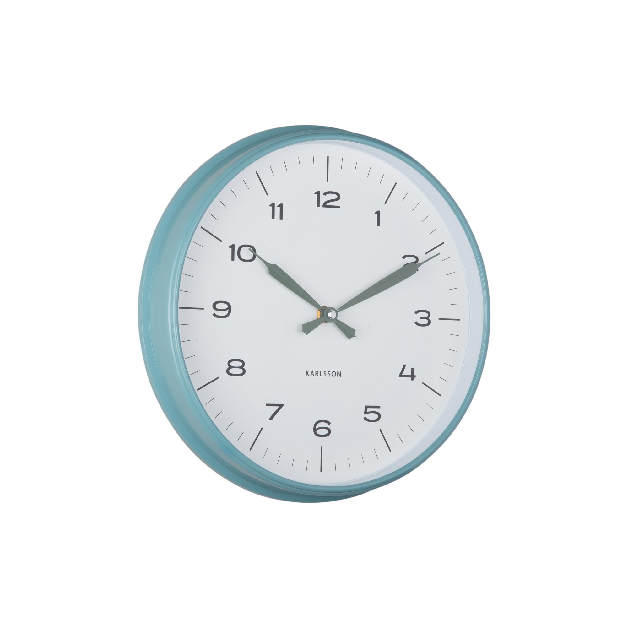 Karlsson Modern Factory Wall Clock - 30 cm Diameter with Sweep Movement (Misty Blue & Jungle Green)