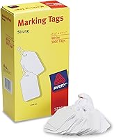 Avery 12201 White Marking Tags, 2-3/4 x 1-11/16 Inch Medium-Weight with Twine String - 1000 Pack for Easy Organization