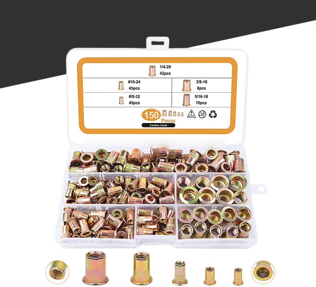 150 Pieces Set Carbon Steel Rivet Nut Anti-rust Anti-corrosive Electroplated Metalworking Screw Bolts Accessories - (Color: TYPE1)