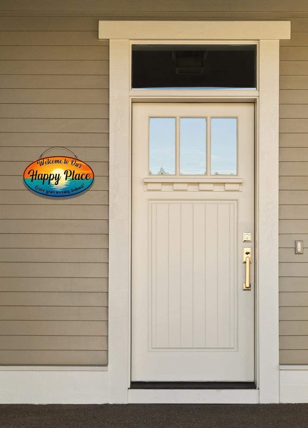 Happy Place Sunset Themed Personalized Small Size Welcome Sign