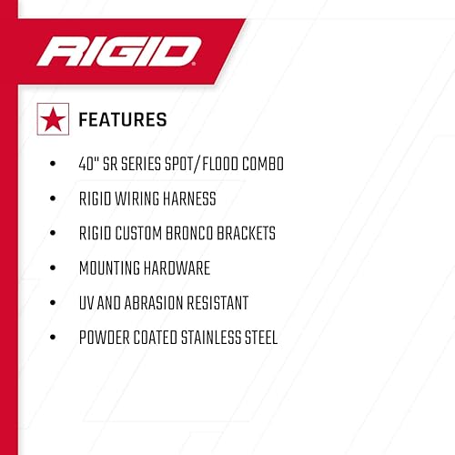 Miniatura 3 de RIGID INDUSTRIES – Kit de luces de techo – Barra combinada SR Sport/Flood de 40 pulgadas incluida – Se adapta al Bronco 2021 tamaño completo
