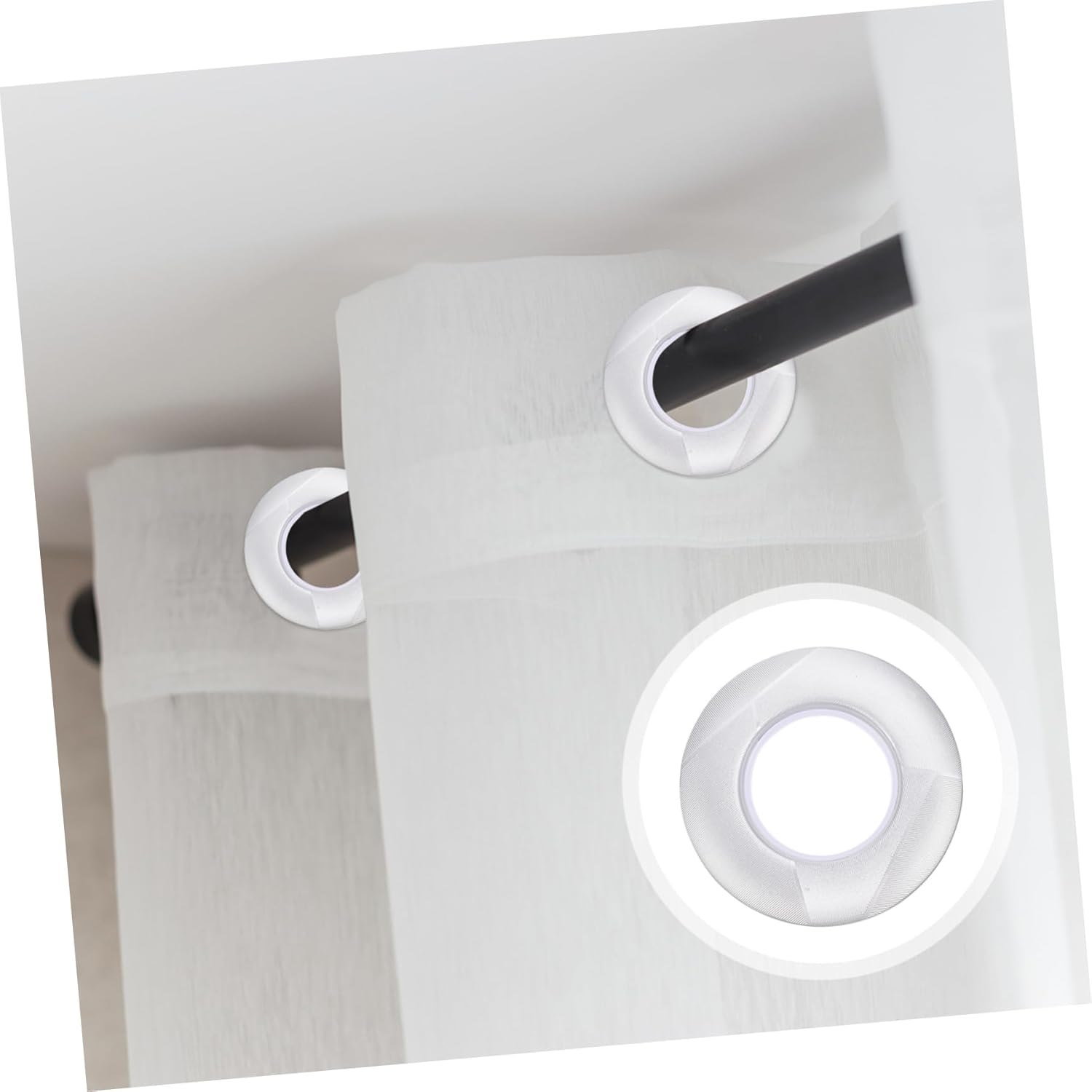 Cabilock 80pcs Plastic Curtain Rings with Self-Locking Design Perforated Roman Curtain Rings for Smooth Sliding Silver Drapery Accessories