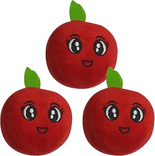 3 Pcs Pet Plush Toys, Fruit Shape Dog Squeaky Toys, Interactive Puppy Teething Chew Toys for Playing, Fetching and Biting