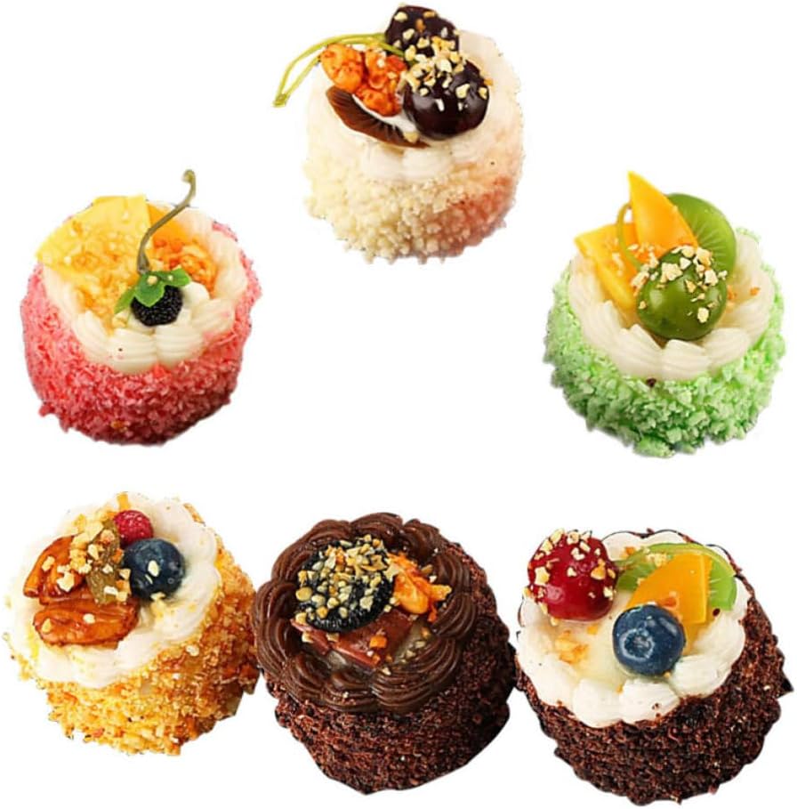 6pcs Refrigerator Magnet 3D Cake Resin Fridge Decoration Photo Prop