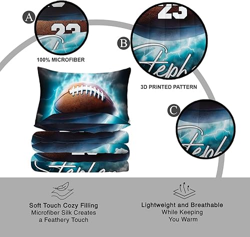 Miniatura 8 de Ropa de cama de fútbol personalizada con nombre individual, juego de ropa de cama de fútbol con nombre personalizado, juego de ropa de cama de