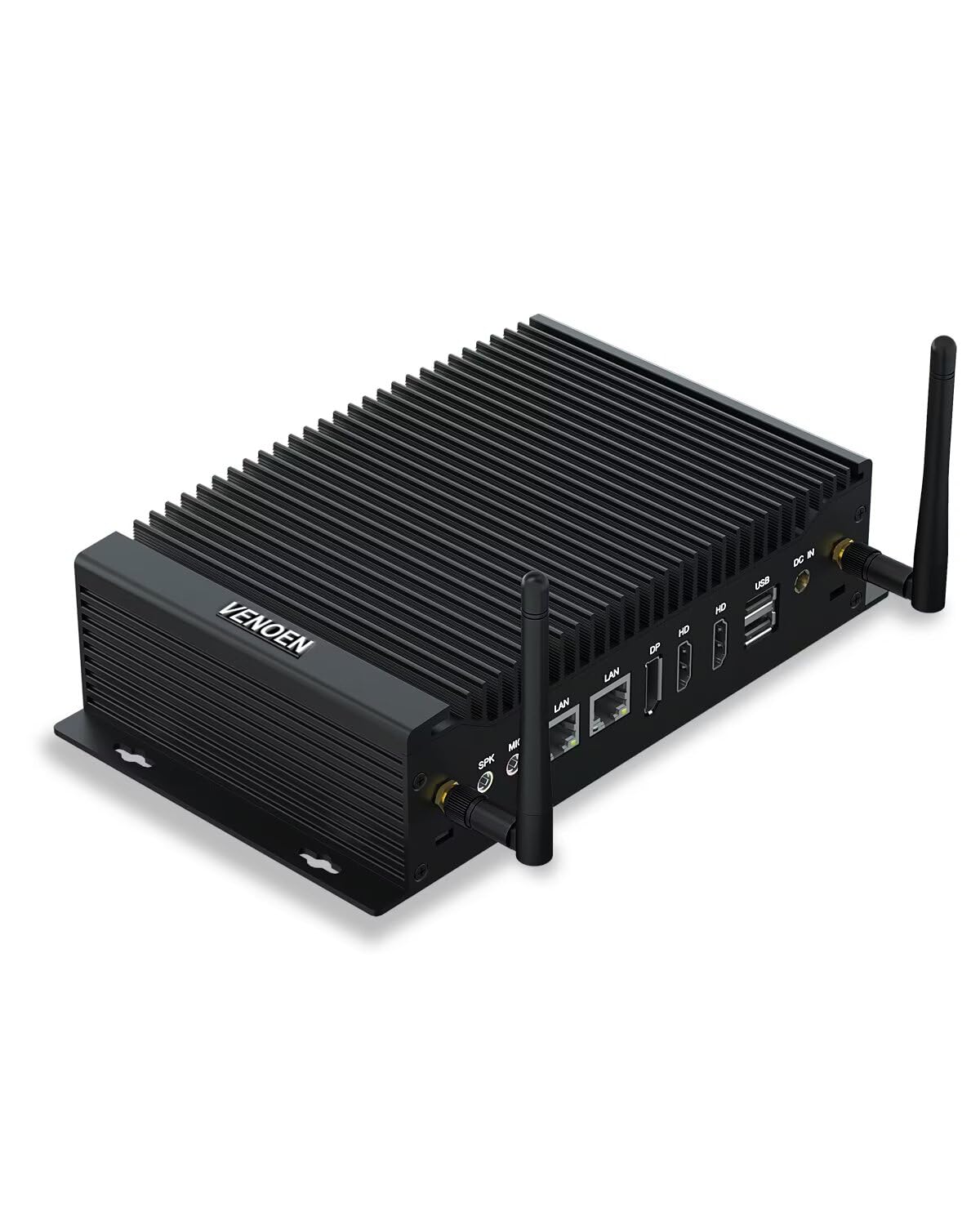 VENOEN PC Industrial sin Ventilador WIN11 Pro, Fanless Mini PC Core i5 8260U, 16GB RAM 512GB SSD, 2 x RS232/485 COM, Dual HD + DP 4K Triple Display, 6 x USB, GPIO, WiFi, BT 4.2, Apoyo Carril DIN