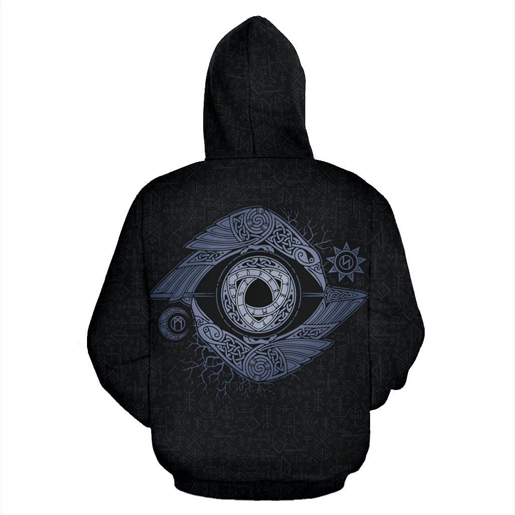 Rozpinana MęSka Bluza zKapturem Viking Odin Double Crow, Norse Mythology Druk 3D Rune Casual Bluza, Odzież Sportowa z DłUgim RęKawem